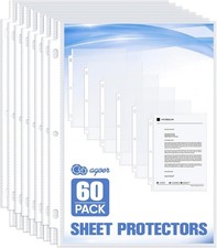 60 Pack Sheet Protectors,8.5 x 11 inch Clear Page Protectors 3 Ring