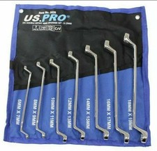 US PRO SPANNER SET OFFSET 7pc RING 6-19mm Non Slip Swan Neck 3528 NEW