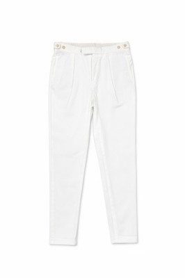 Massimo Dutti White Pleated Cotton Twill Men's Tapered Pants size 30