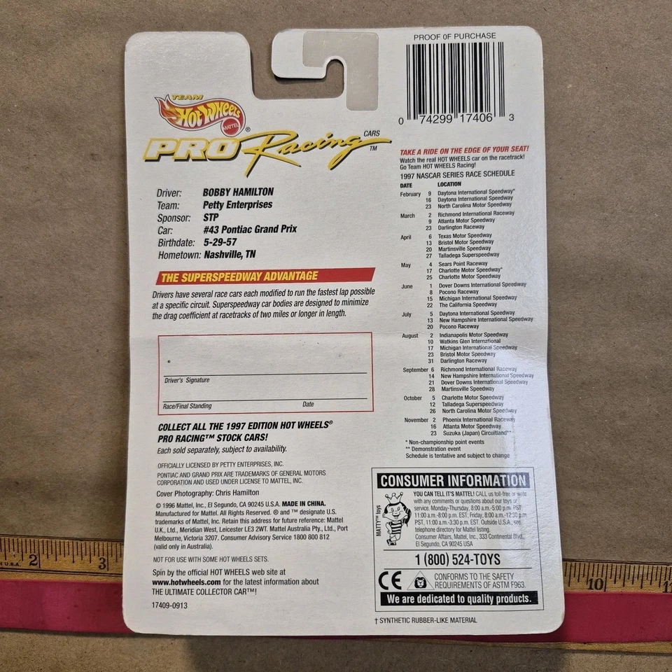 Nuevo de Lote Antiguo Hot Wheels Pro Racing 1997 NASCAR Bobby Hamilton #23 STP Coche Foto 3 de 4
