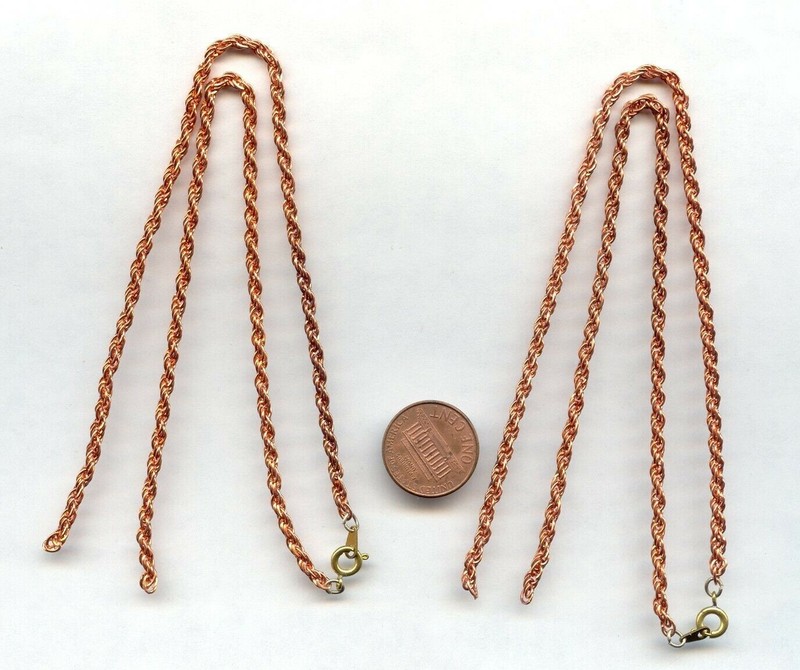 6 VINTAGE COPPER COATED FRENCH ROPE PENDANT READY 16" SPLIT CHAIN NECKLACES X198
