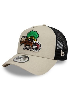 New Era Outdoor Patch Trucker Cap Buffalo Elch Mütze Snapback Verstellbar Beige