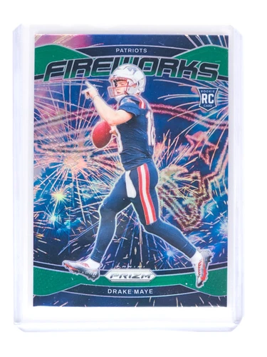 Drake Maye Rookie Panini 2024 Prizm Green Fireworks Patriots #22