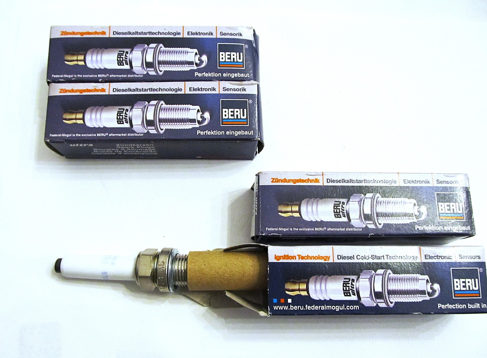 4 Spark Plug Set - OEM, BERU 14F-4NBPR2LS Z345, for Audi RS3, TT RS Quattro