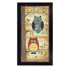 "Two Wise Owls" By Annie LaPoint, Printed Wall Art, Ready To Hang Framed Poster
