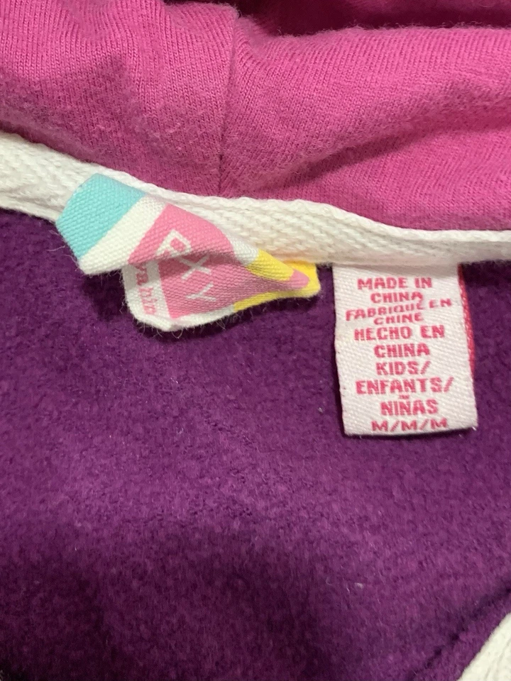 Roxy Jóvenes Niñas Manga Larga Sudadera con Capucha Púrpura Gris Talla Mediana Foto 2 de 4