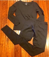 JOYARIA Women's BLACK Thermal Underwear Long John's Set - Pants Shirt size Large