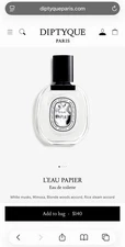 Diptyque L'EAU PAPIER 50ml/1.7Oz EDT - New in Sealed Box