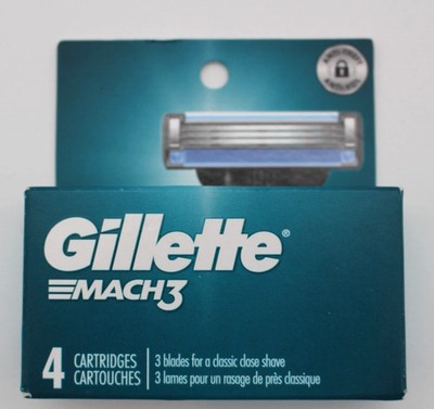 Gillette Mach3 Razor Blade Refills for Men 4 Cartridges Original Triple Blade