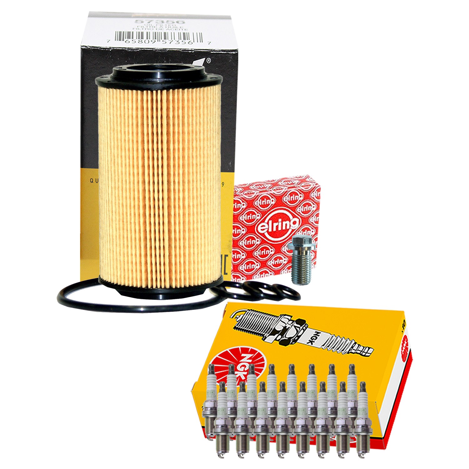 Wix Engine Oil Filter  NGK 16 Platinum Spark Plugs kit for C209 CLK55 AMG 5.5L