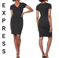 Express Black Bodycontour Short Sleeve Sheath Dress - XXS