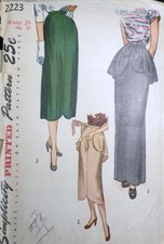 Vtg 1940s 1947 Simplicity 2223 Evening Day Pe...