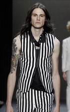  698 Brand New John Varvatos Collection Cotton Stripe Vest EU 46 USA 36