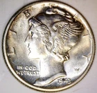 1943d CH BU Mercury Dime Coin NICE LUSTER SILVER LOT #4  NR