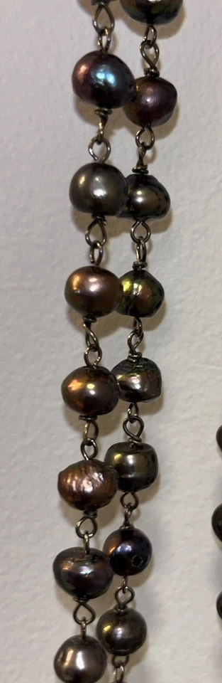 Collar de perlas de agua dulce genuino de colección con colgante de botella de perfume de vidrio esmerilado Foto 4 de 4