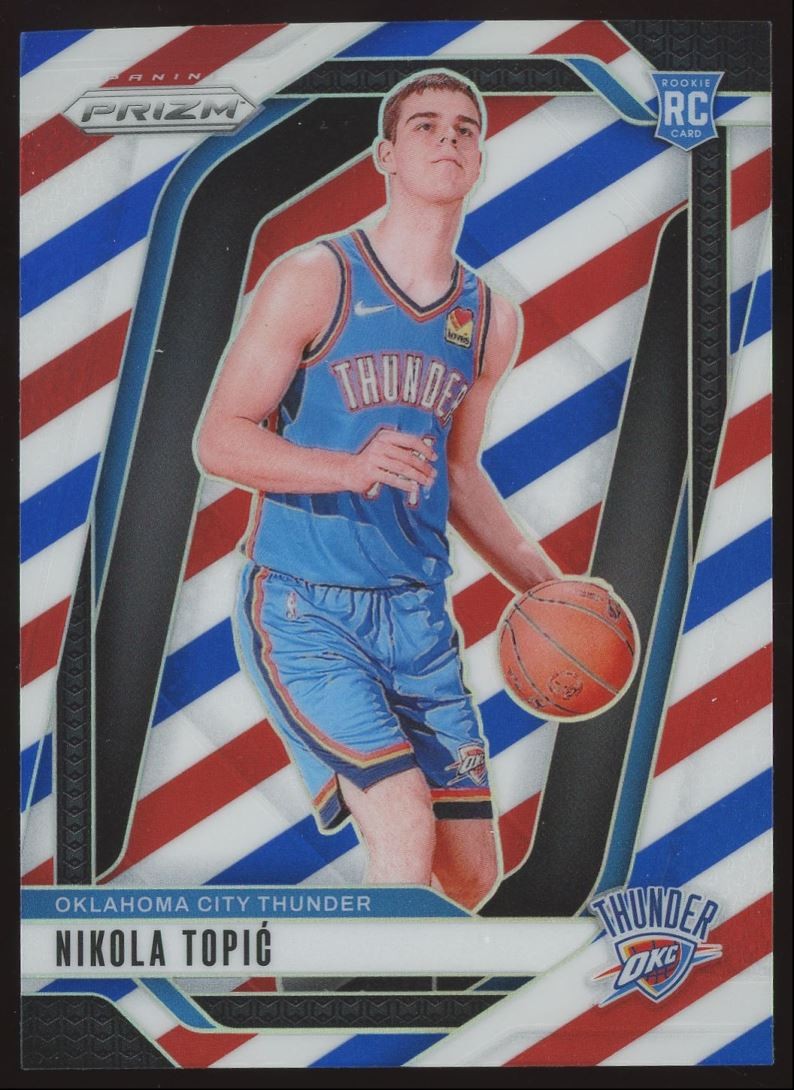 Nikola Topic Rookie #230 2024-25 Panini Prizm Red White Blue Prizm Thunder Card