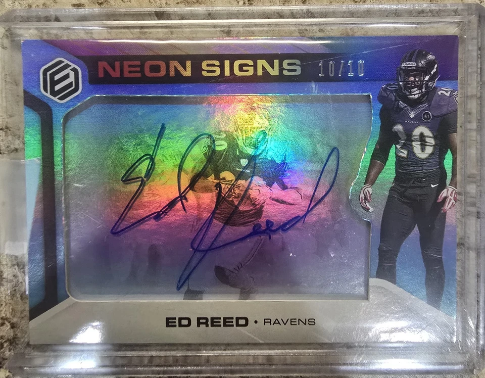 2019 Panini Elements Neon Signs Tier 1 Ed Reed #NS1-ER Blue /10 (AU) - Image 2 of 4