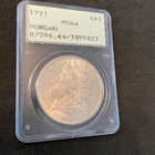 1921 P Morgan Dollar PCGS MS64 Rattler Holder