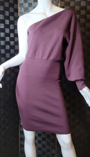 ✨ Express Womens One Shoulder Long Sleeve Mid Long Purple Dress Size Small