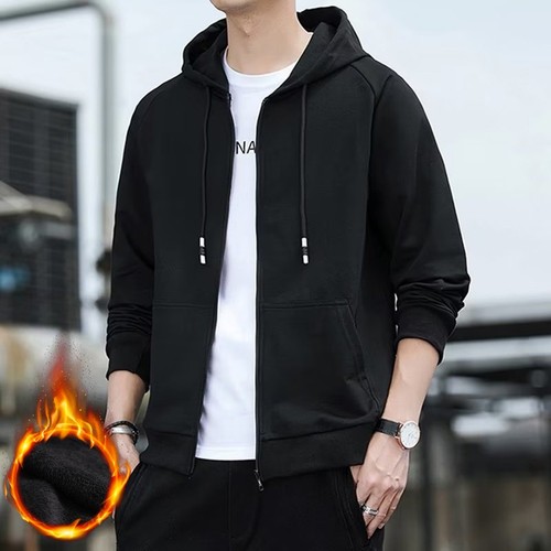 Men Loose Casual Hooded Jacket Windproof Solid Color Comfortable Outerwear - Picture 7 of 20