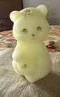 Rare Fenton Daisies on Custard Bear Figurine Hand Painted & Signed Uranium Glow