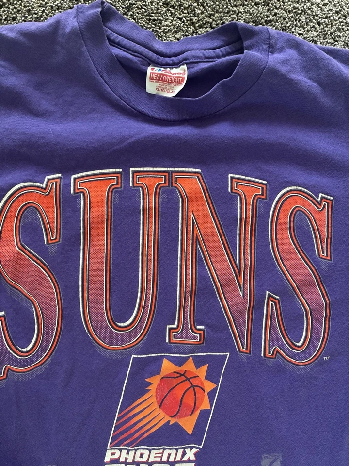 Vintage 90's Phoenix Suns T Shirt Logo 7 Men's Size XL Purple And Orange NBA - Image 3 of 4