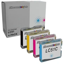 Ink Cartridges for Brother LC51 (Black, Cyan, Magenta, Yellow, 4pk)