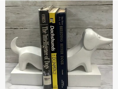 Jonathan Adler Wiener Dog Nordic White Dachshund Bookends Modern Barnes & Noble