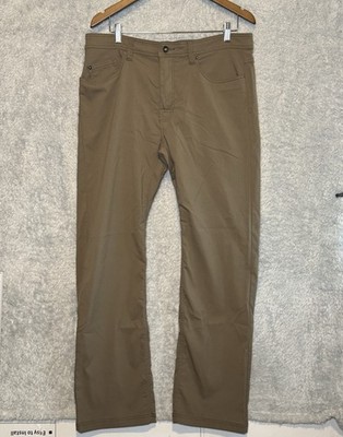 MENS PRANA SLIM FIT BRION PANTS, Size 36x32(measured) BROWN MUD