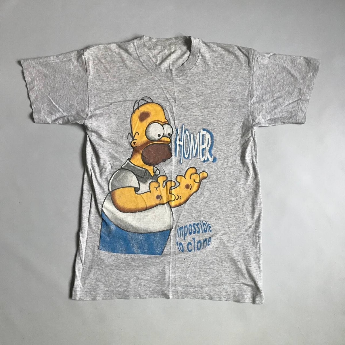 The Simpsons Homer Impossible To Clone Vintage Single Stitch Grey T-shirt