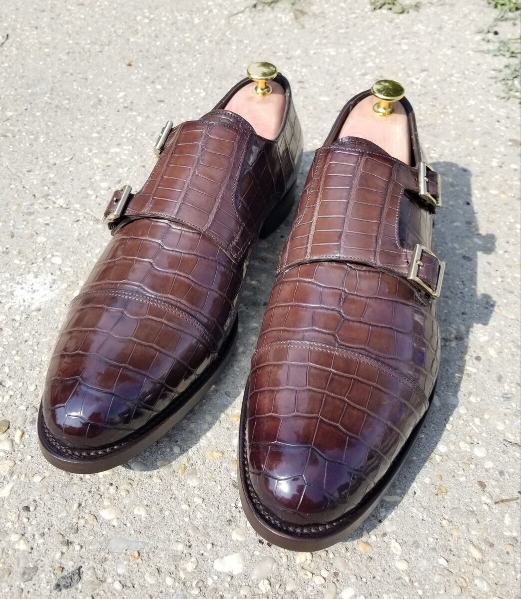 Brand New Current Santoni Handmade Alligator Double Monk Brand New Current Santoni Handmade Alligator Double Monk