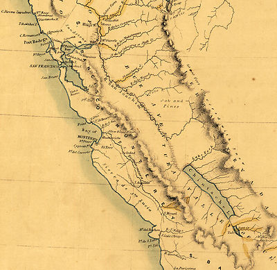1849 Map California Gold Rush Mining Regions Mines Wall Poster