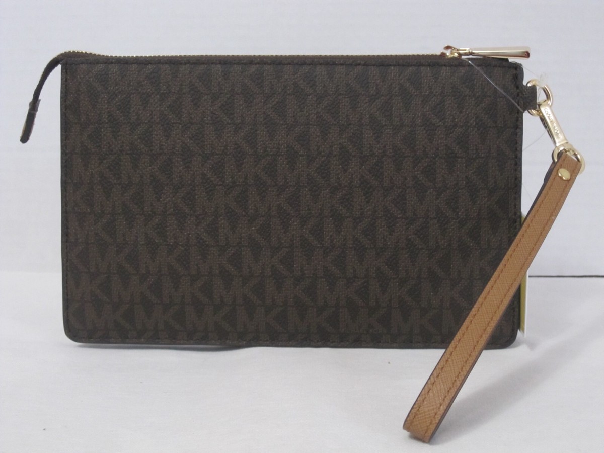 sale!Michael Kors(マイケルコース)-md gusset wristlet leather Michael Kors Vanilla MD Gusset Zip Leather Clutch Wallet