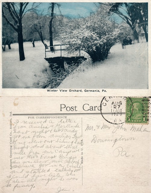 GERMANIA PA WINTER VIEW ORCHARD 1929 ANTIQUE POSTCARD w/ CORK CANCEL eBay