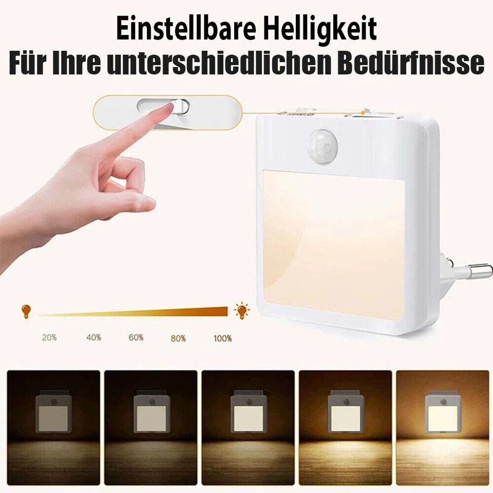 LED Nachtlicht Dimmbar mit Bewegungsmelder Steckdose Nachtlampe Steckdosenlicht - Bild 4 von 4