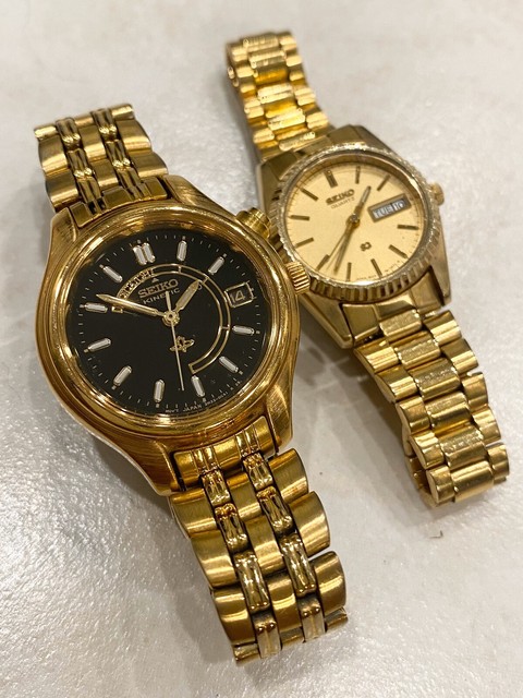 seiko kinetic watch womens black gold | eBay