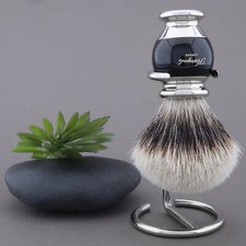 Men's Shaving Silver Tip Synthetic Hair Shaving Brush and Stand Brush Holder