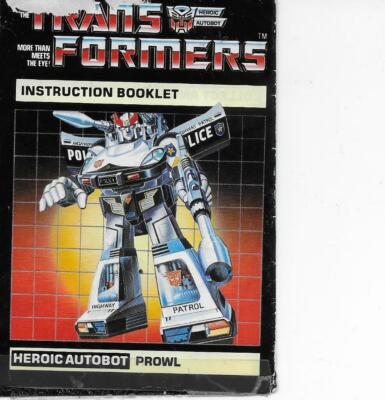 1984 トランスフォーマー G1 ホイルジャック + 取扱説明書 + ボーナス Transformers Original G1 1984 Pre Rub Prowl Instruction Booklet