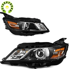 Halogen Projector Headlights For 14-20 Chevy Impala Black Housing Amber Corner