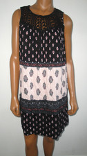 LORENA ROSE,Mini Tank Dress,Black,Baby Pink,Floral Sundress,Crochet Lace,M