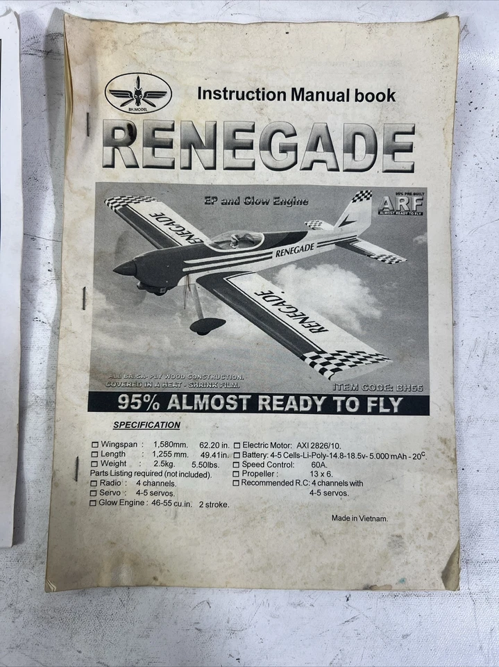 RC Airplane Instruction Build Owner's Manuals Easy Sport 40 + Renegade - Image 3 of 3