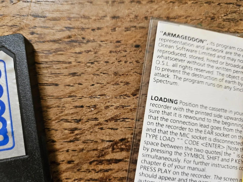 SINCLAIR ZX SPECTRUM - ARMAGEDDON #BLG20 CIB OCEAN - Image 2 of 2