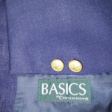 Croft  Barrow Blazer Mens 46R Blue Suit Jacket Sport Coat Interview Gold Button