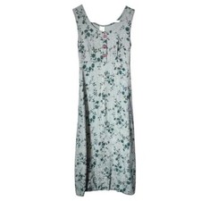 VINTAGE Green Floral Micro Houndstooth Button Tank Dress 90s Minimalism