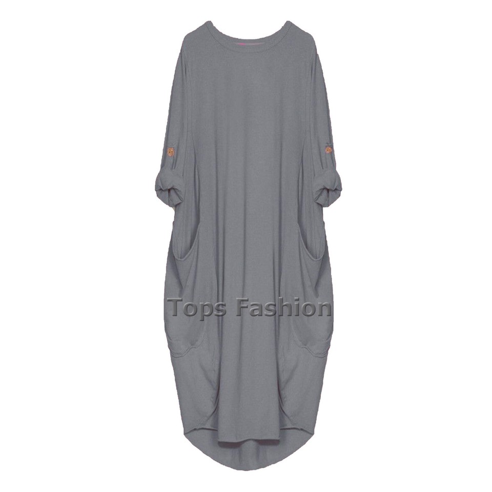 Italian Polka Dot Printed Plus Size Linen Lagenlook Dress, Made In - Foto 11