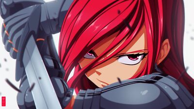 Anime fairy tail scarlet erza redhead face closeup women Play Gaming Mat Desk