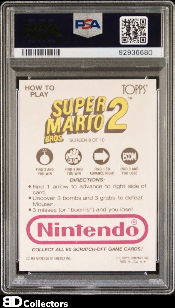 SCREEN 8 PSA 10 #8 1989 Topps Nintendo Scratch-Off Super Mario