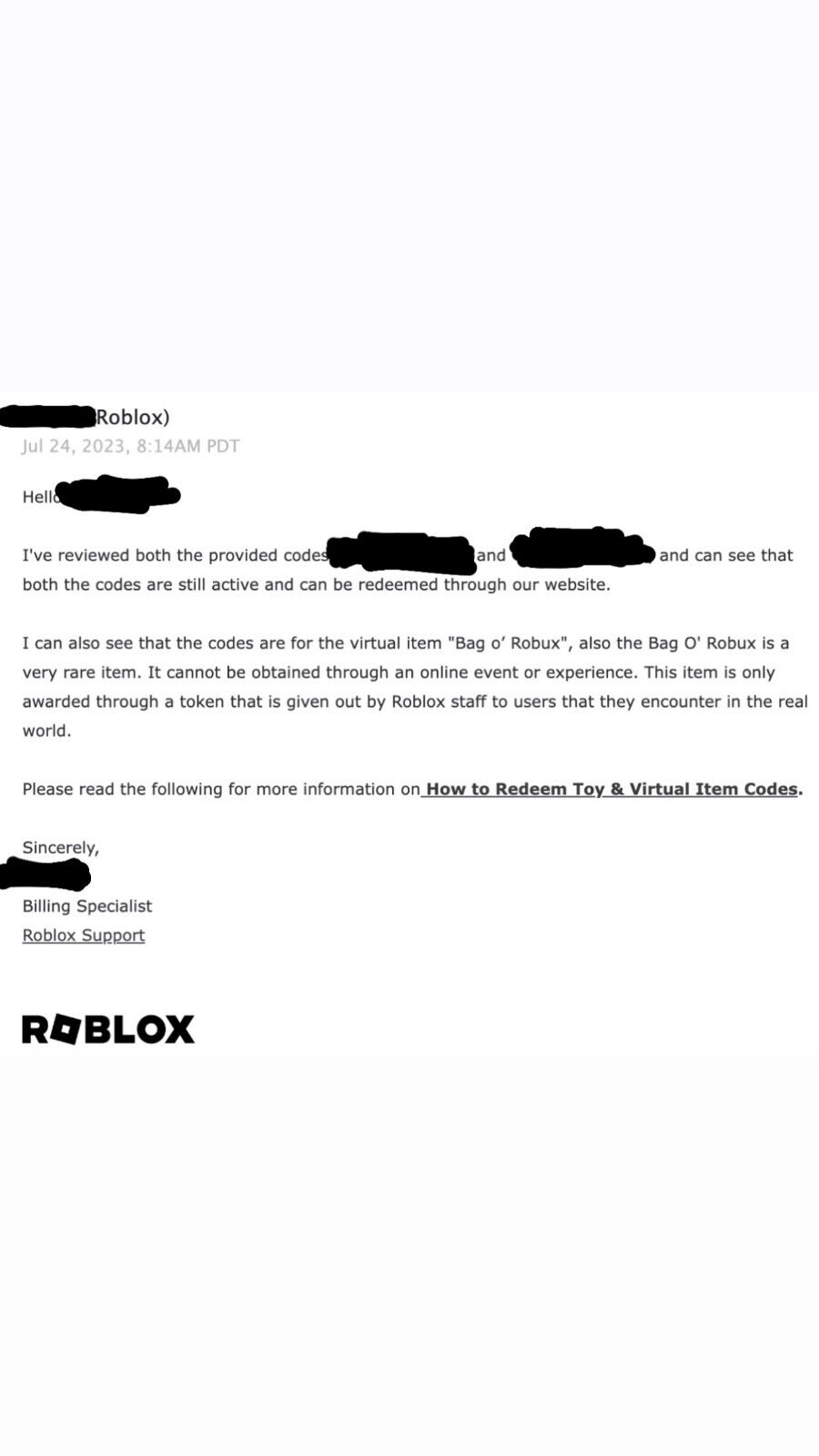 RARE* VERIFIED Roblox Admin Exclusive Bag O' Robux Back Accessory [1 Code  Only]