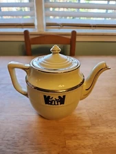 1930's Hall's Superior Quality Kitchenware Tavern Silhouette Ceramic Teapot