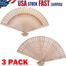  3PC Natural Wood Large Lace Floral Folding Hand Held Chinese Fan HOT